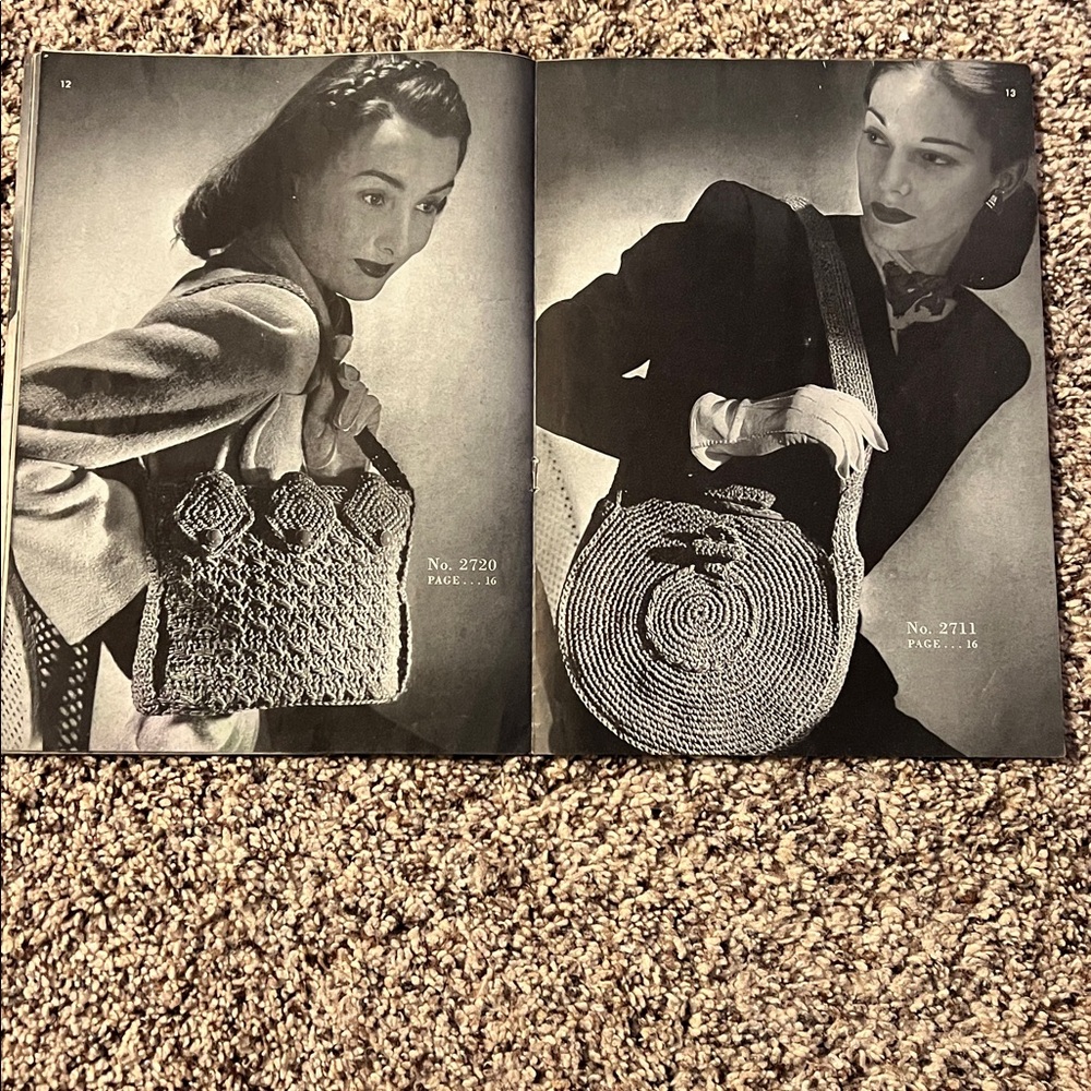Vintage 1945 Clark's O.N.T. and J.& P. Coats Crochet Pattern Booklet titled Bags - Picture 7 of 11